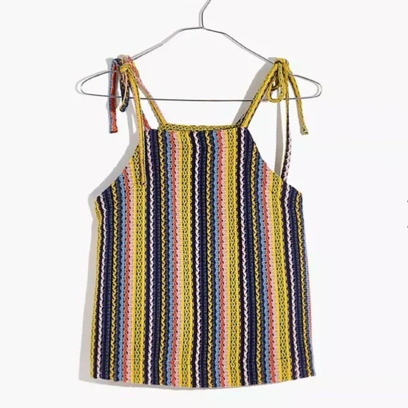 NWT Madewell Texture & Thread Tie-Shoulder Tank Top In Rainbow Crochet Size S - Picture 1 of 7